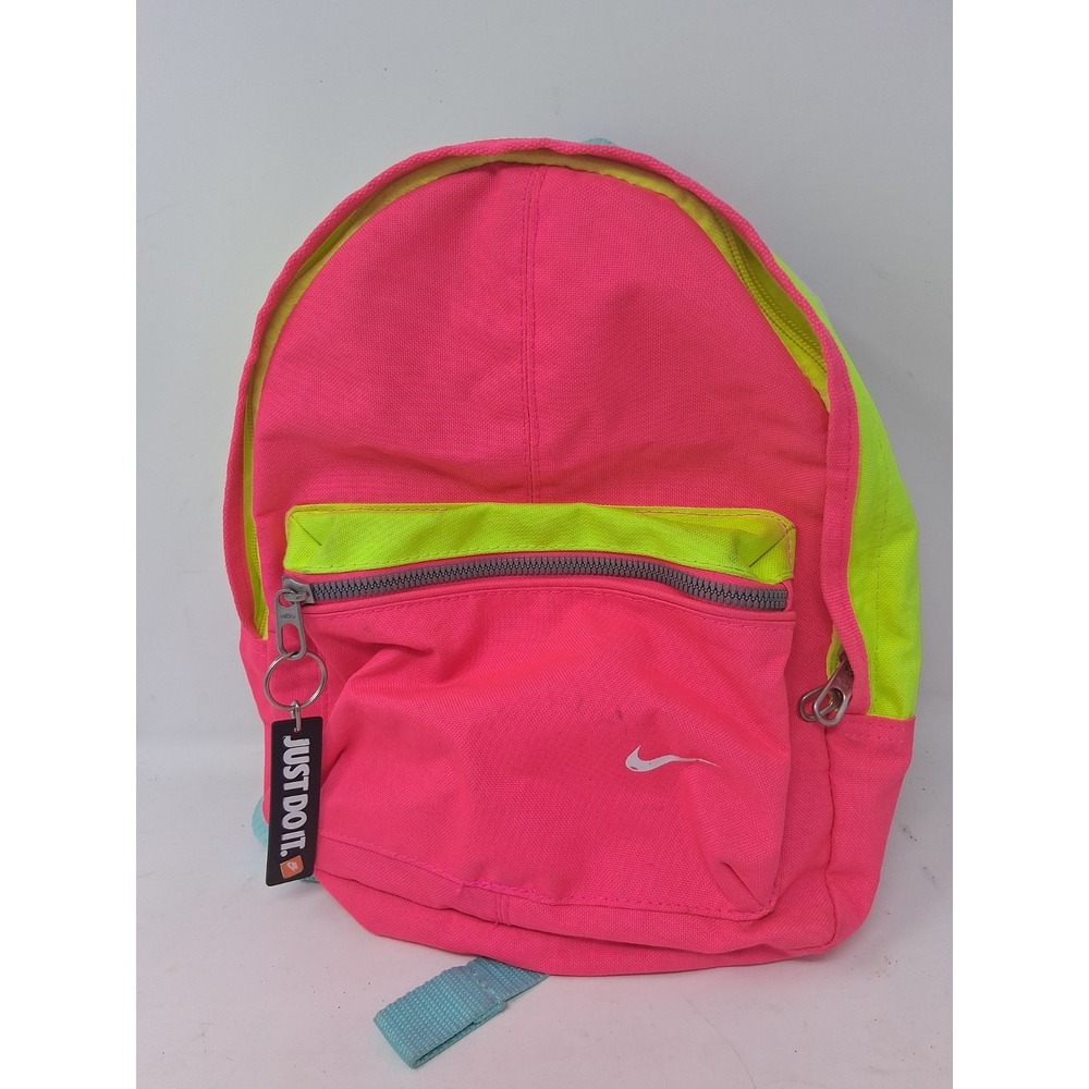 Nike JUST DO IT Mini Backpack NEON pink Yellow Aqua RARE 80/90s Colorway Marks V